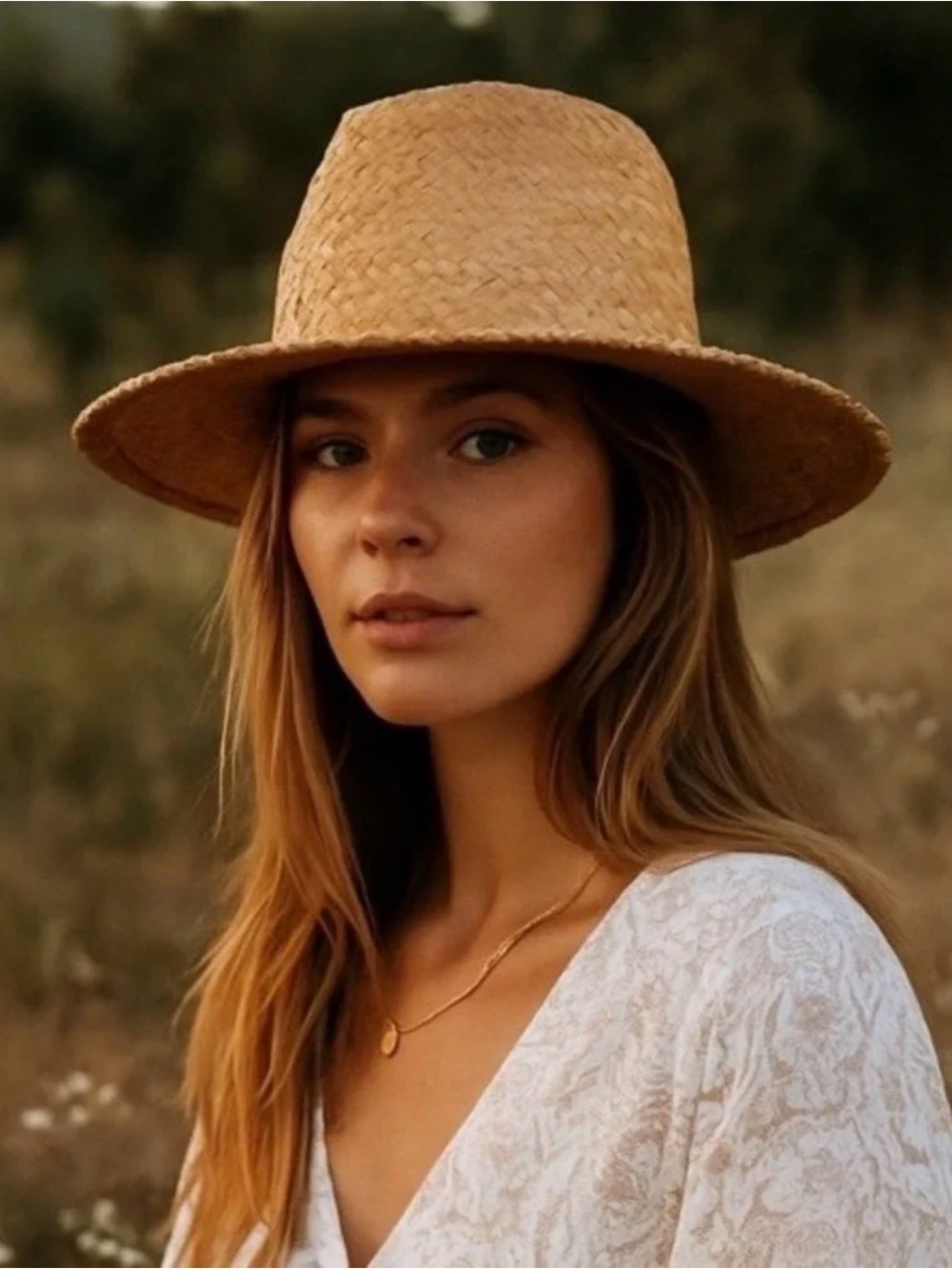 Will + Bear “River Sand” Raffia Straw Fedora Hat size medium